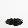 Mocassins en cuir refendu avec nœud froncé Mocassins en cuir refendu avec nœud froncé