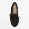 Mocassins en cuir refendu avec nœud froncé Mocassins en cuir refendu avec nœud froncé