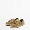 Mocassins en cuir refendu avec pompons Mocassins en cuir refendu avec pompons