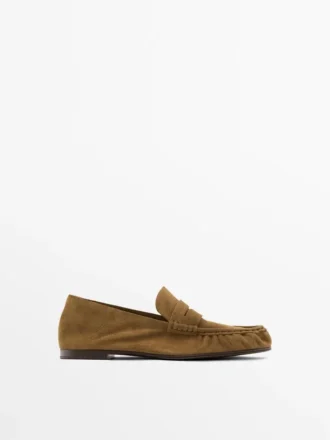 Mocassins en cuir refendu souple