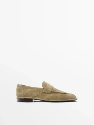 Mocassins en cuir refendu souple