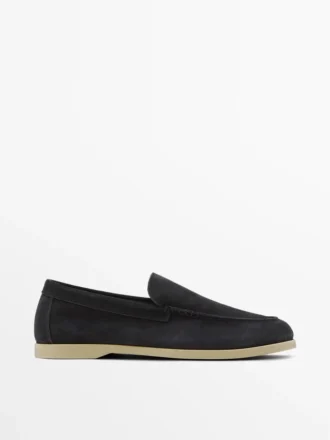 Mocassins en cuir refendu souple