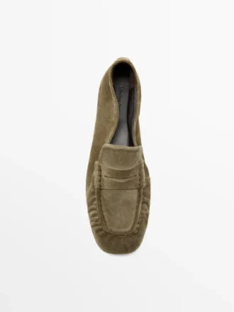 Mocassins en cuir refendu souple