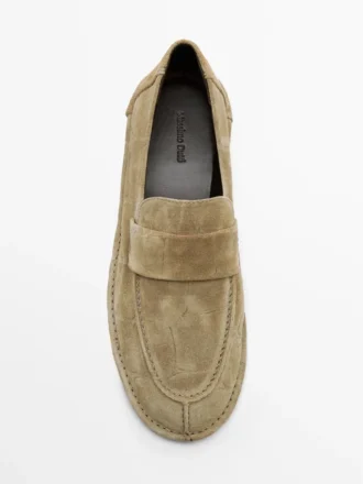 Mocassins en cuir refendu souple