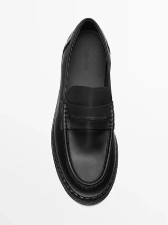 Mocassins en cuir à semelle crantée avec bride à penny