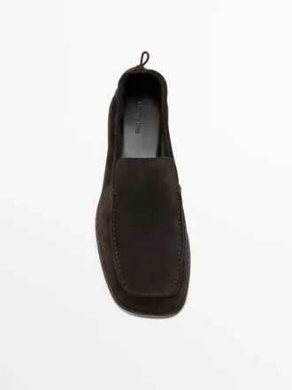 Mocassins en cuir souple avec détail froncé