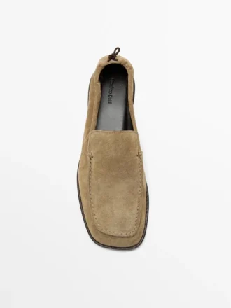 Mocassins en cuir souple avec détail froncé
