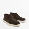 Mocassins style bottines en cuir refendu Mocassins style bottines en cuir refendu