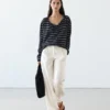 Pantalon 100 % lin à jambes larges et taille élastiquée Pantalon 100 % lin à jambes larges et taille élastiquée