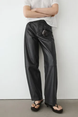 Pantalon ample en cuir nappa