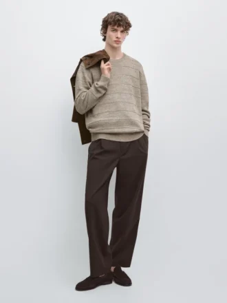 Pantalon ample en mélange de laine fraîche
