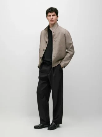 Pantalon ample en mélange de laine fraîche avec pinces
