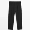 Pantalon ample en mélange de laine fraîche avec pinces Pantalon ample en mélange de laine fraîche avec pinces
