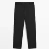 Pantalon ample en mélange de laine fraîche avec pinces Pantalon ample en mélange de laine fraîche avec pinces