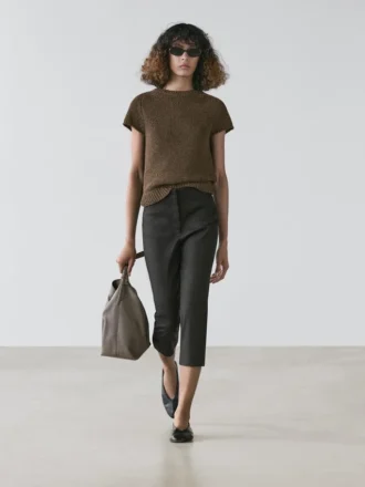 Pantalon capri en mélange de lin Pantalon capri en mélange de lin