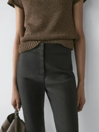 Pantalon capri en mélange de lin Pantalon capri en mélange de lin