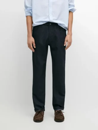 Pantalon à cinq poches en coton et lin