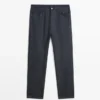 Pantalon à cinq poches en coton et lin Pantalon à cinq poches en coton et lin