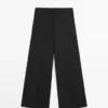 Pantalon court en laine stretch à jambes larges Pantalon court en laine stretch à jambes larges