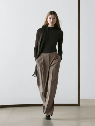 Pantalon de costume en laine à carreaux