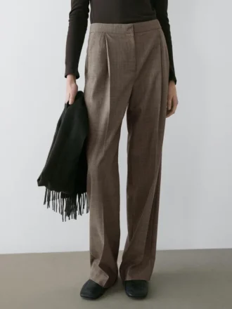 Pantalon de costume en laine à carreaux