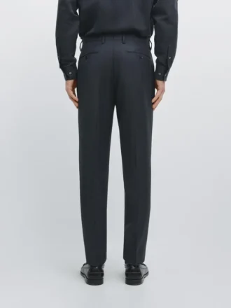 Pantalon de costume en laine fraîche micro-texturée