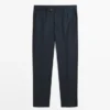 Pantalon de costume en laine fraîche micro-texturée Pantalon de costume en laine fraîche micro-texturée
