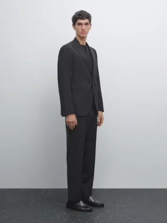 Pantalon de costume uni en laine