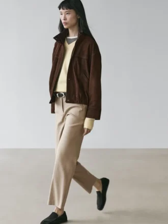 Pantalon droit en mélange de lin