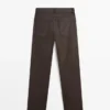 Pantalon droit à taille haute en tissu ciré Pantalon droit à taille haute en tissu ciré