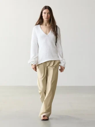 Pantalon en coton à jambes larges