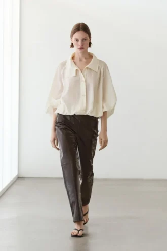 Pantalon en cuir nappa