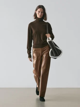Pantalon en cuir nappa brillant