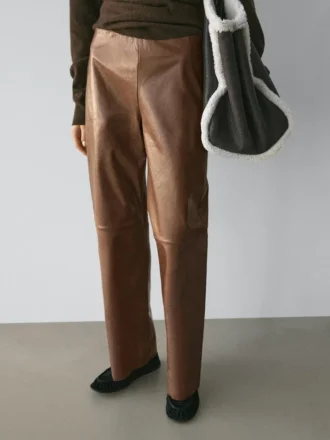 Pantalon en cuir nappa brillant