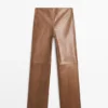 Pantalon en cuir nappa brillant Pantalon en cuir nappa brillant