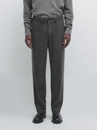 Pantalon en flanelle de laine mélangée