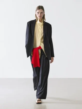 Pantalon en laine extra-fine plissé