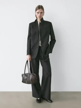 Pantalon en laine extra-fine plissé