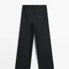 Pantalon en laine extra-fine plissé Pantalon en laine extra-fine plissé