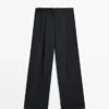 Pantalon en laine extra-fine plissé Pantalon en laine extra-fine plissé