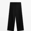 Pantalon en laine extra-fine plissé Pantalon en laine extra-fine plissé