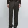 Pantalon en laine mélangée à armure sergé