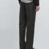 Pantalon en laine mélangée à armure sergé