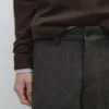 Pantalon en laine mélangée à armure sergé