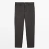 Pantalon en laine mélangée à armure sergé