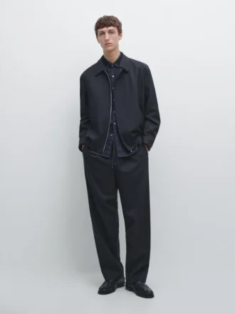 Pantalon en laine texturée