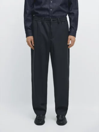 Pantalon en laine texturée