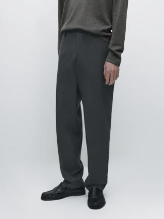 Pantalon en laine texturée