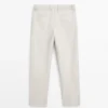 Pantalon en lin léger avec motif à chevrons Pantalon en lin léger avec motif à chevrons