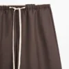 Pantalon en mélange de laine avec cordon de serrage contrasté Pantalon en mélange de laine avec cordon de serrage contrasté